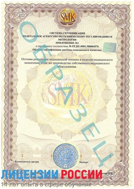 Образец сертификата соответствия (приложение) Багаевский Сертификат ISO 13485